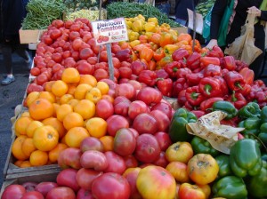 Fresh produce at the farmer's market in Inwood, New York City. 