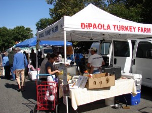 Fresh turkey at the farmer's market in Inwood, New York City. 