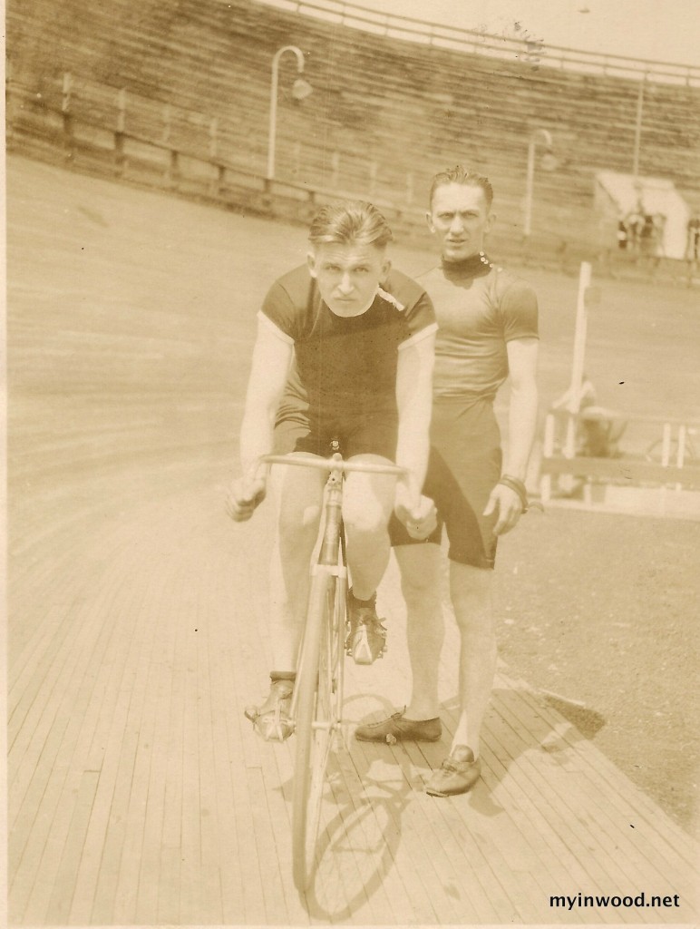Cyclist Philip Eiler (standing), photo from granddaughter Lisa Nelson.