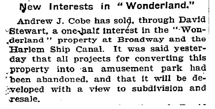 Amusement Park Abandoned, New York Times, Nov. 23, 1905.