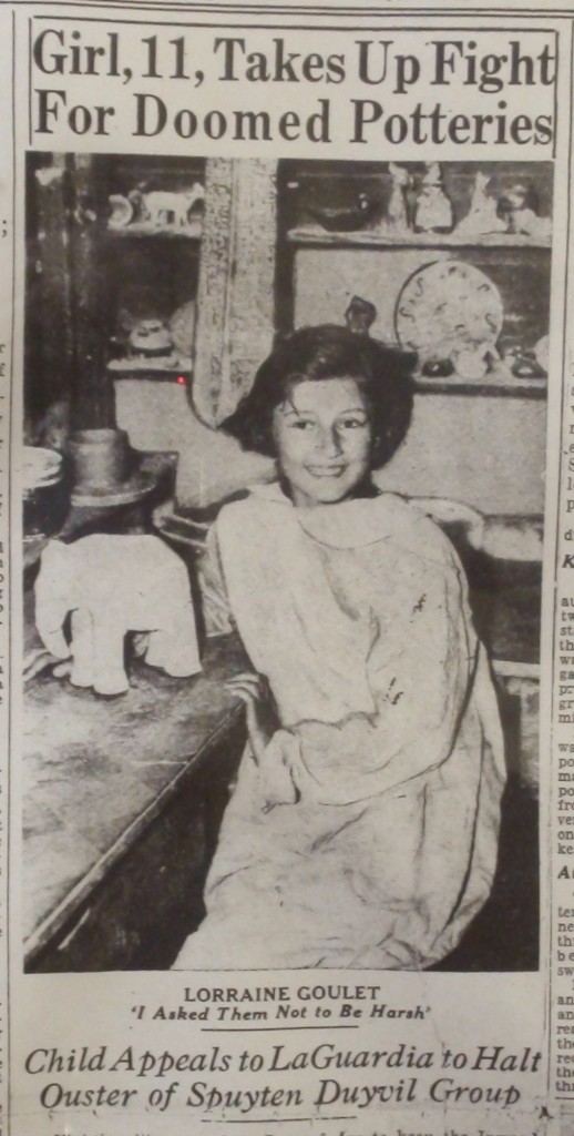 Lorrie Goulet poses in the Inwood Pottery Studios for a newspaper article about the impending closure of the Pottery.