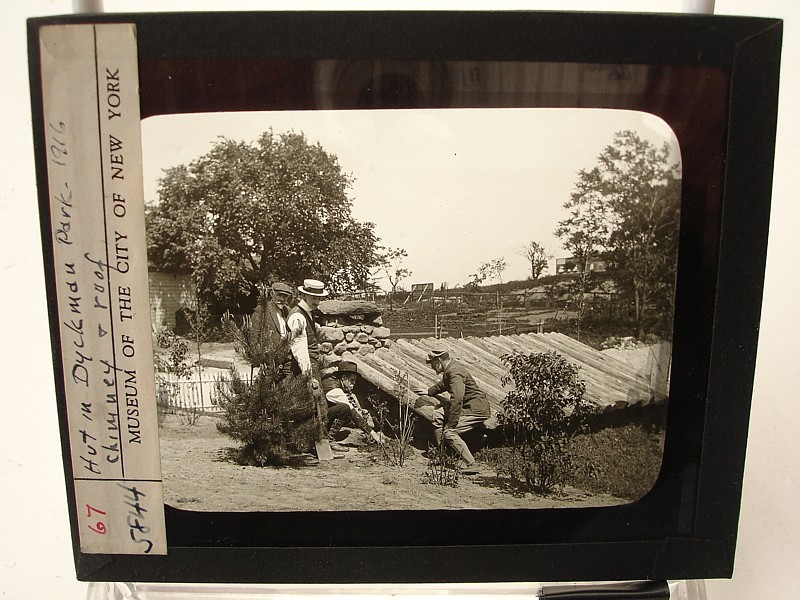 Dyckman House. Hessian Hut being built by William Calver and and Reginald Bolton in 1916. Dyckman House. Hessian Hut being built by William Calver and and Reginald Bolton in 1916.