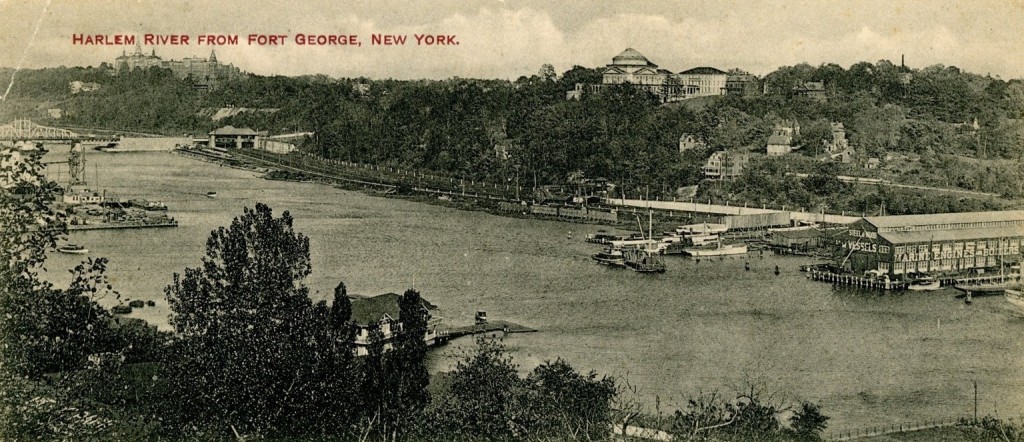 Harlem River from Fort George, New York by publisher H. Hagemeister, 1910.
