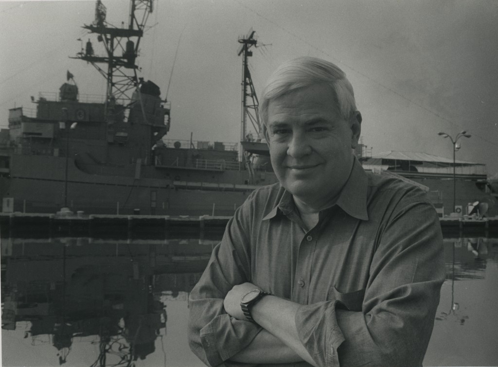 1999 photo of my father, Charlie Thompson, in front of USS Iowa. He served in the Navy in Vietnam. In 2014 he died from Parkinson's; the result of exposure to Agent Orange in Vietnam. (photo by Beverly Bradford)