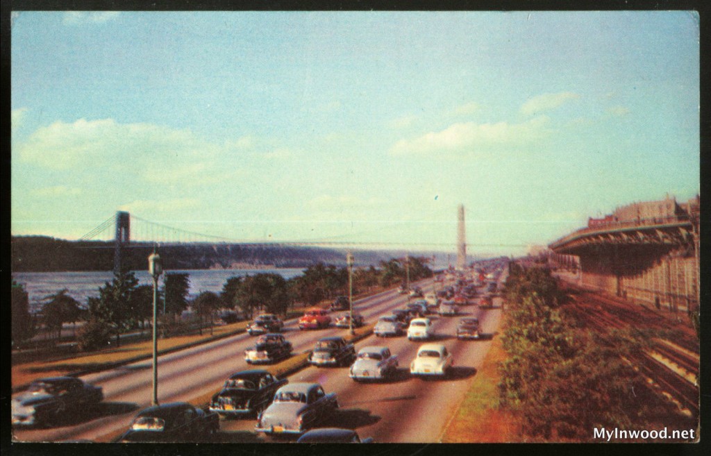 1950s postcard of George Washington Bridge West Side Highway.