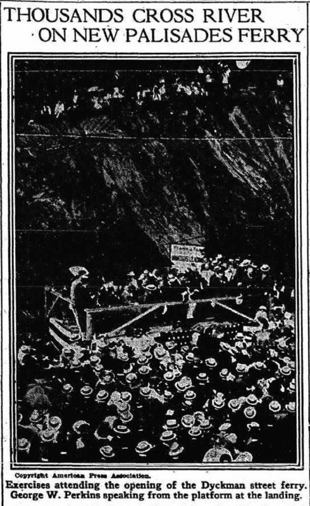 Dyckman Street Ferry opens, The Sun June 18, 1915.