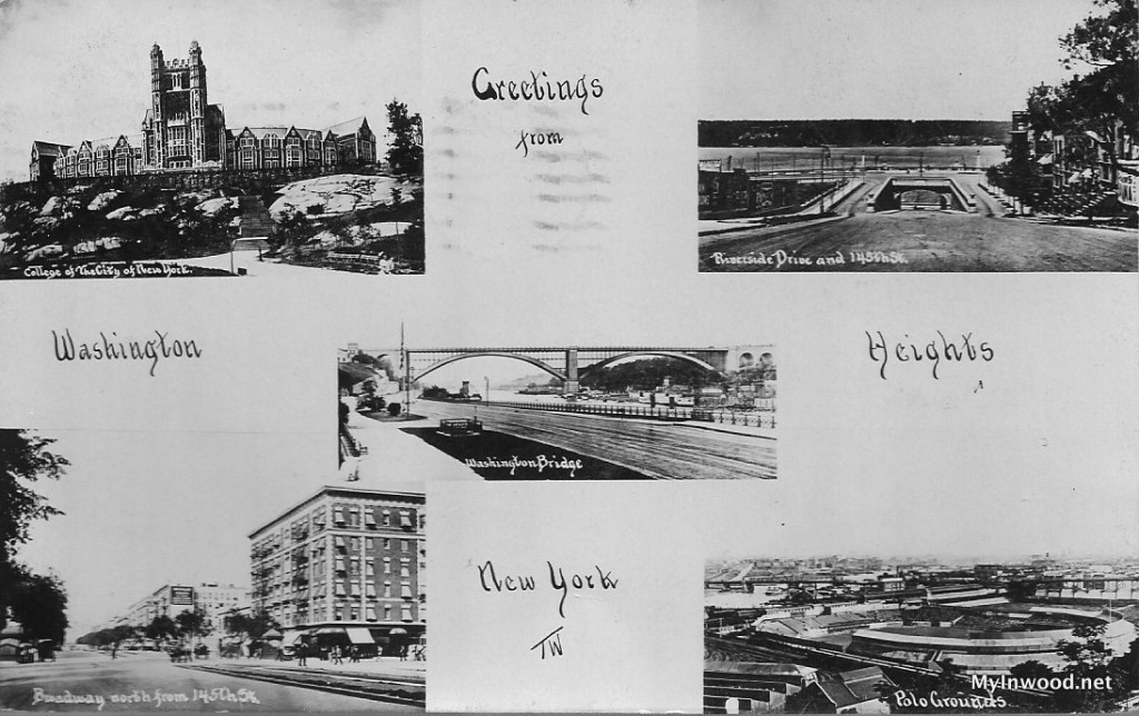 Washington Heights postcard showing various sites, 1909. Washington Heights postcard showing various sites, 1909.