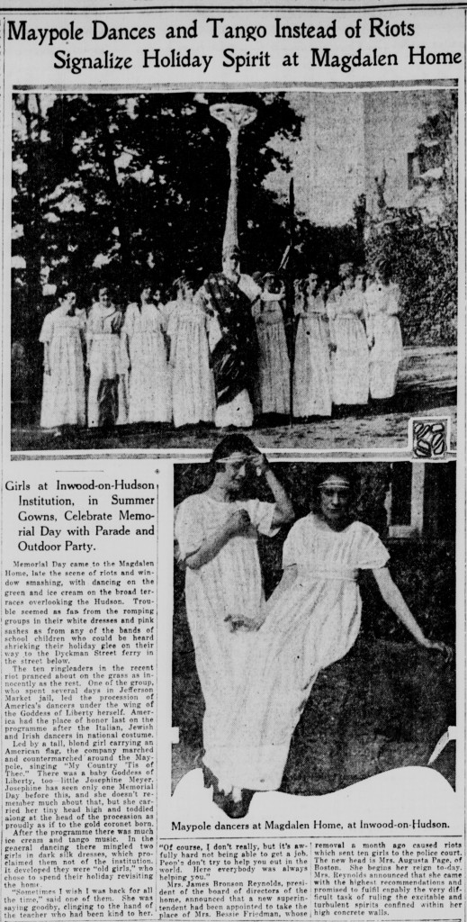 Memorial Day celebration at the Magdalen Home in Inwood , New York City, New York Tribune, June 1, 1915. Memorial Day celebration at the Magdalen Home in Inwood , New York City, New York Tribune, June 1, 1915.