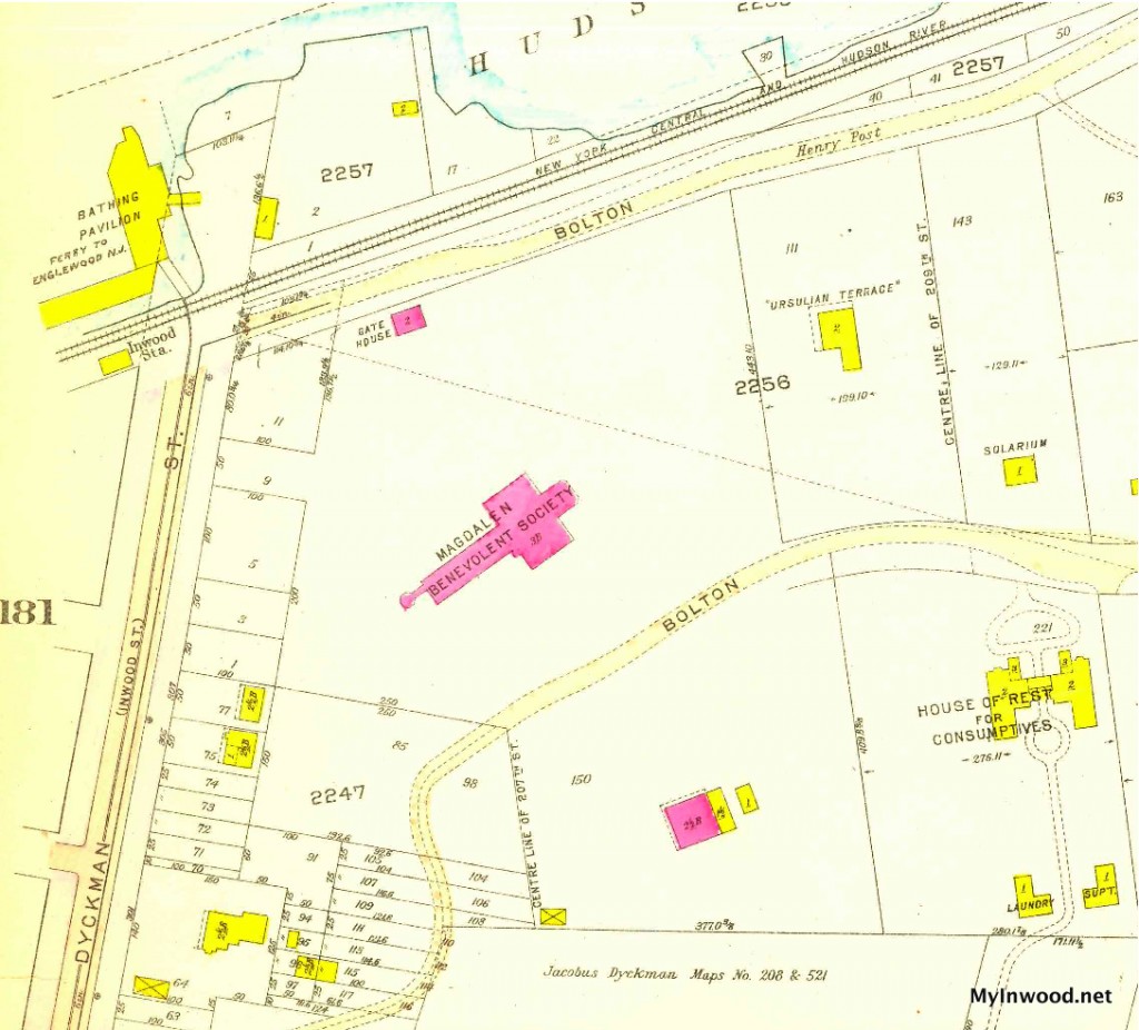 Turn of the century map of Inwood, note Magdalen Society in middle.