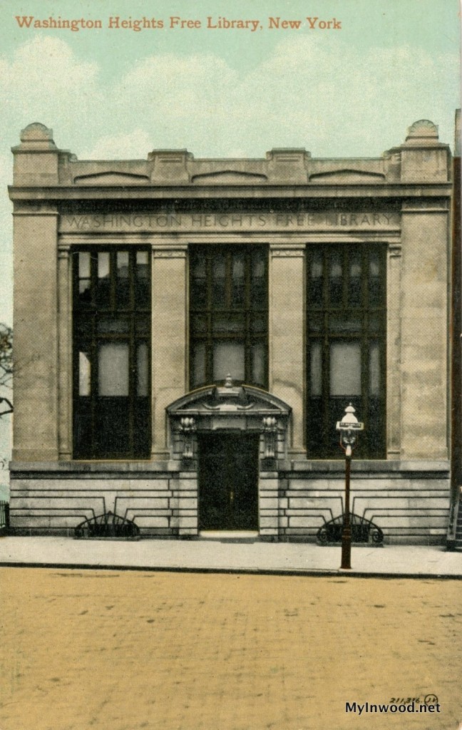 Washington Heights Free Library, 1910 postcard. Washington Heights Free Library, 1910 postcard.