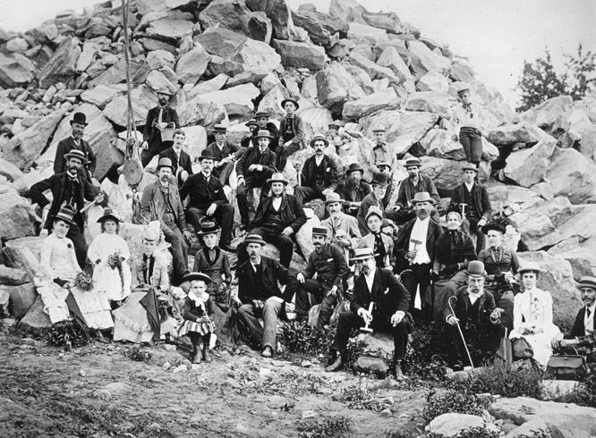 Members of the New York Mineralogical Club collecting at a rock dump excavated for Harlem Ship Canal, 1887. (Photo by J. Rosch)
