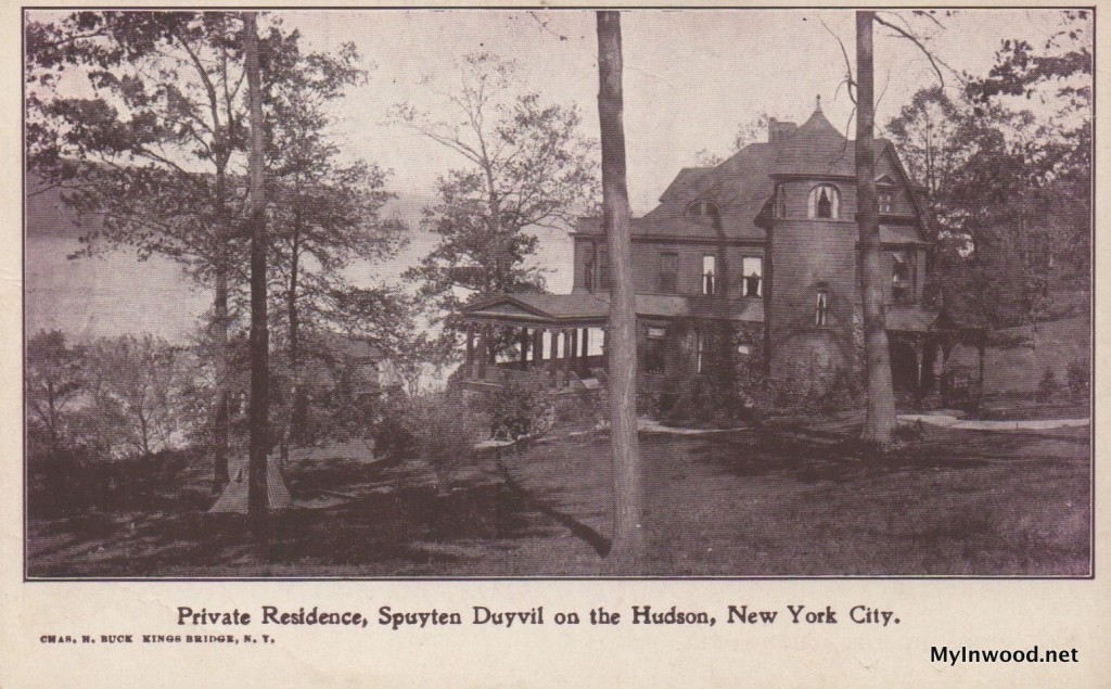 Private residence on the Spuyten Duyvil in postcard by Charles Buck.