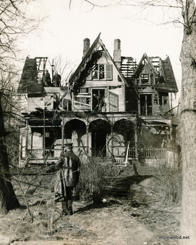 Fire consumes Flitner home at 17 Bolton Road, from photo dated April 12, 1930. Collection of Cole Thompson. Fire consumes Flitner home at 17 Bolton Road, from photo dated April 12, 1930. Collection of Cole Thompson.