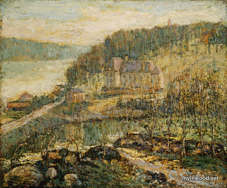The Hudson At Inwood. Ernest Lawson (1873-1939). Oil On Canvas Laid Down On Panel.