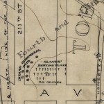 Slave burial ground, 10th Avenue between 211th and 212th Streets, map by Reginald Bolton