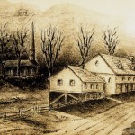 Black Horse Tavern, note the old Mount Washington Church  in background, NYHS