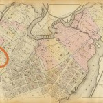 Inwood Hill estate of Frederick Talcott circled in red on 1879 real estate map.