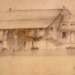 Arnule Bandel sketch of Dyckman House, circa 1835, from collection of the Dyckman Farmhouse Museum.