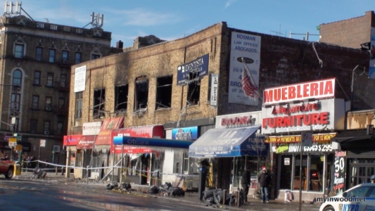 West  207th Street and Broadway after fire, January 3, 2012