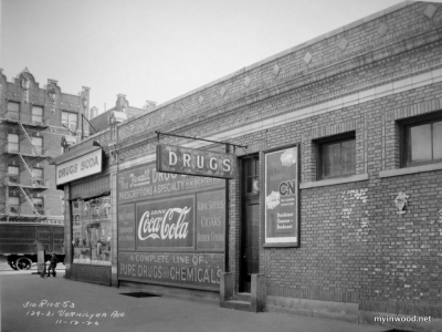 Dichter’s Pharmacy, Vermilyea Street and West 207th, 1926, NYHS.