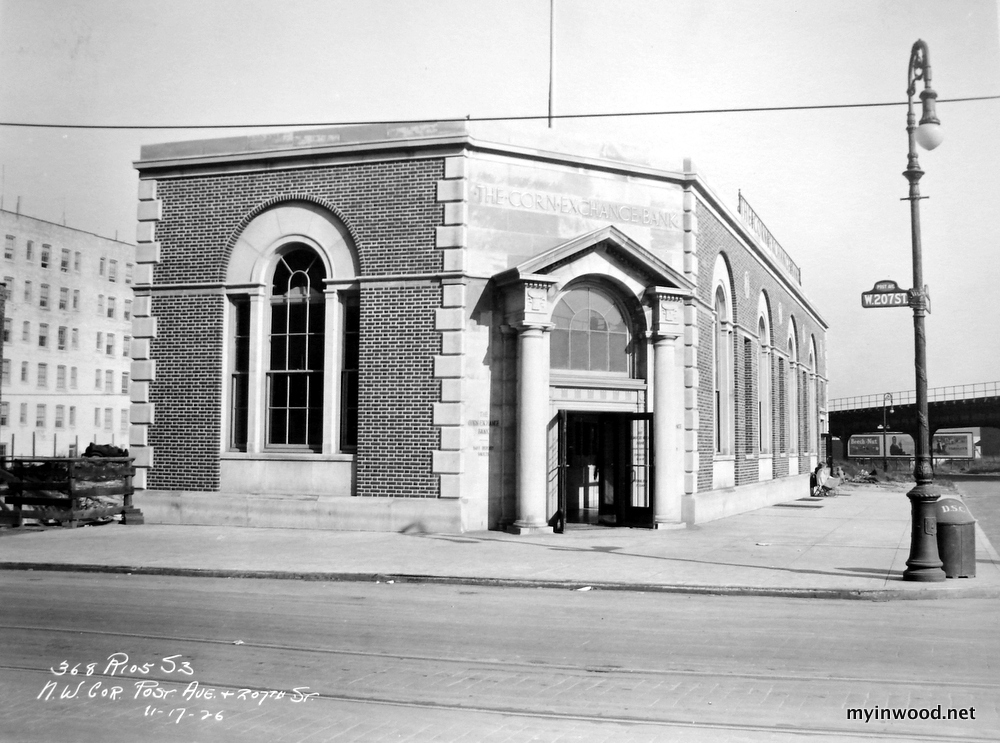 The Corn Exchange Bank, Post Avenue and West 207th Street, 1926, NYHS.