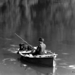 Detail of fisherman and dog on Spuyten Duyvil, 1893, Ed Wenzel