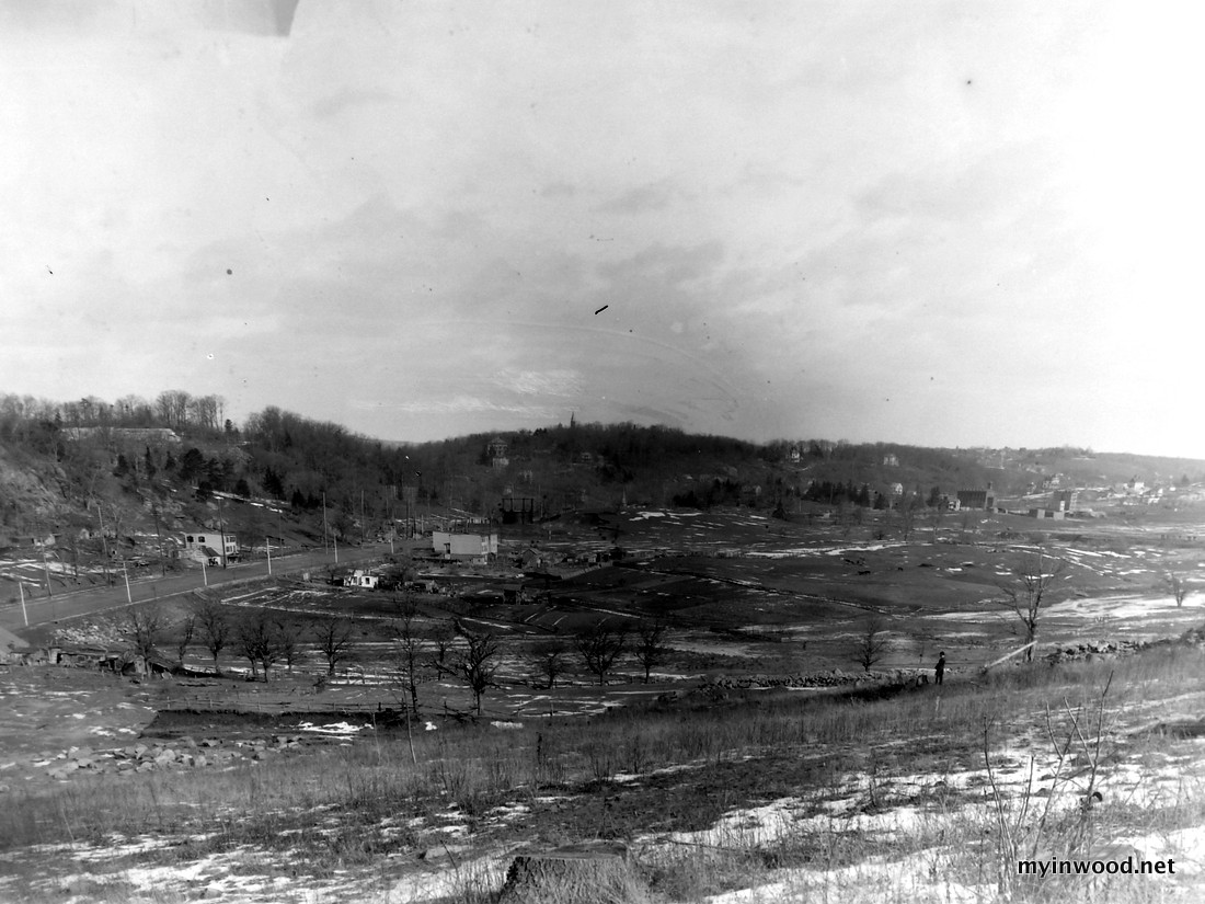 Inwood Valley looking northwest to Inwood Hill. Street to left is Broadway, 1892, photo by Ed Wenzel.