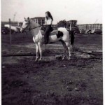 Nancy Clark Townsend riding Ginger, circa 1950, Speedway Riding Ring