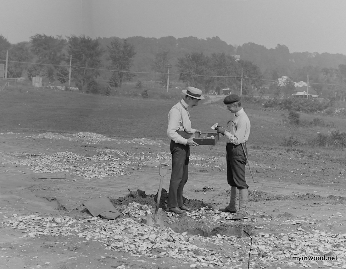 William Calver and Dr. E. H. Hill Exploring Inwood shell pits, 1904, Photo by Ed Wenzel.