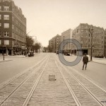 West 211th Street lampost in 1925 photo. (NYHS)