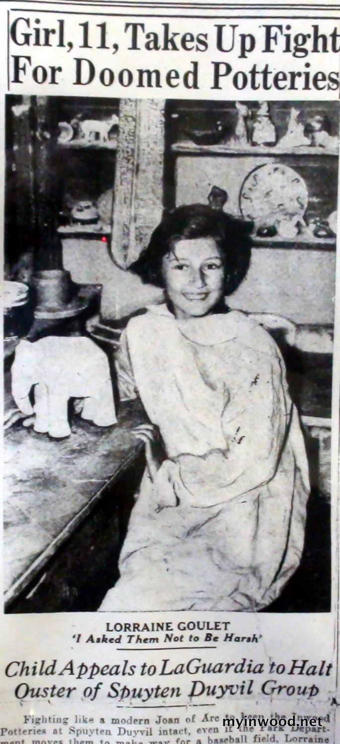Local girl, Lorrie Goulet, fights to save the Inwood Pottery Works, 1936.