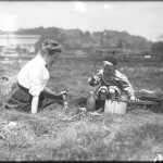 Ethel Magaw Hassler and William Gray Hassler picnicking in a field, Inwood circa 1911, photo by William Hassler, NYHS