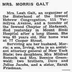 Leah Galt obit, New York Times, 1948.