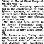 Morris Galt obituary, New York Times, October 16, 1955