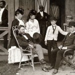 Ulysses Grant family in 1870.  Jesse Root Grant wearing white coat in center.