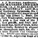 1863 Albert L Beak estate sale new York Times April 29 1863