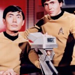 George Takei (left) Walter Koenig (right) in Star Trek publicity photo.