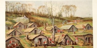 British Hut camp on Dyckman farm from "Relics of the Revolution" by Reginald Pelham Bolton