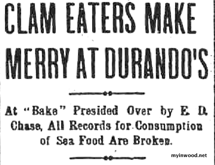 Durando clambake, NY Evening Telegram, September 24, 1902.