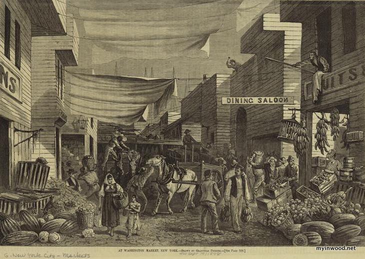 Washington Market, 1878 by Granville Perkins, NYPL