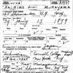 World War I draft registration card for Hashime Murayama.