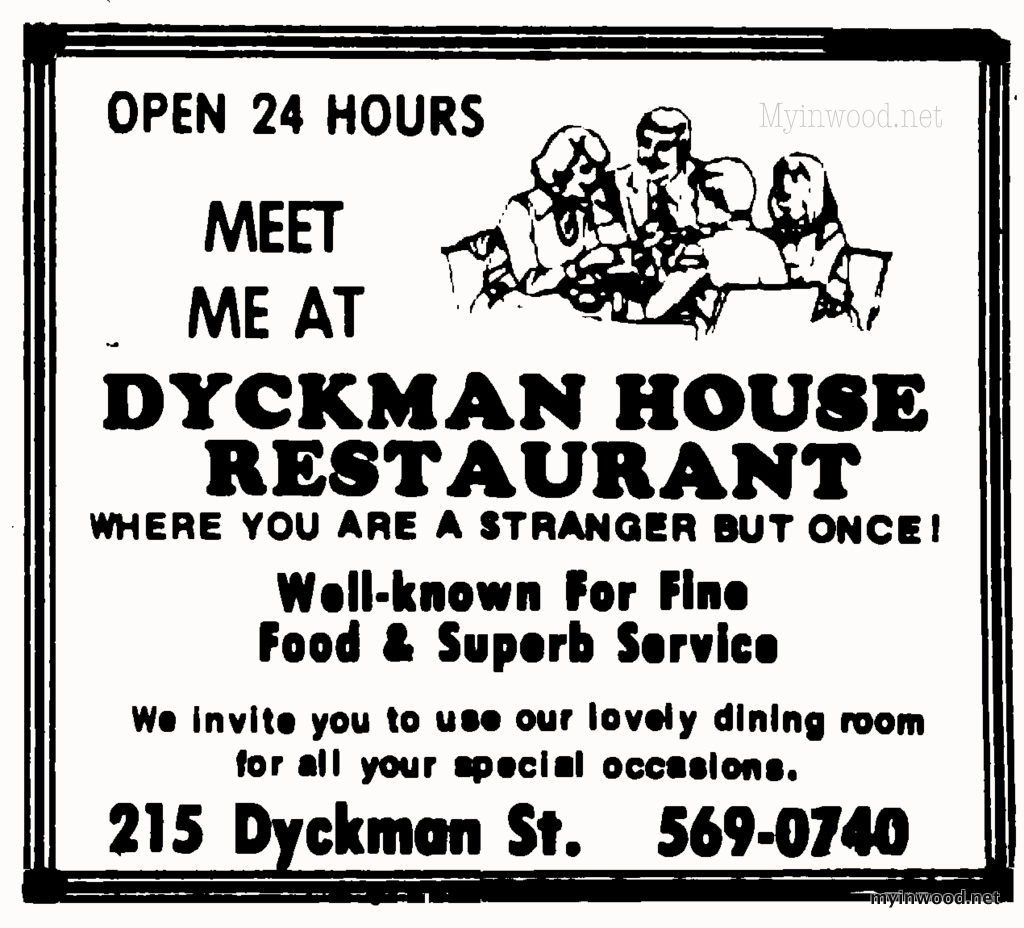Dyckman House Restaurant ad, Riverdale Press, June 13, 1974.