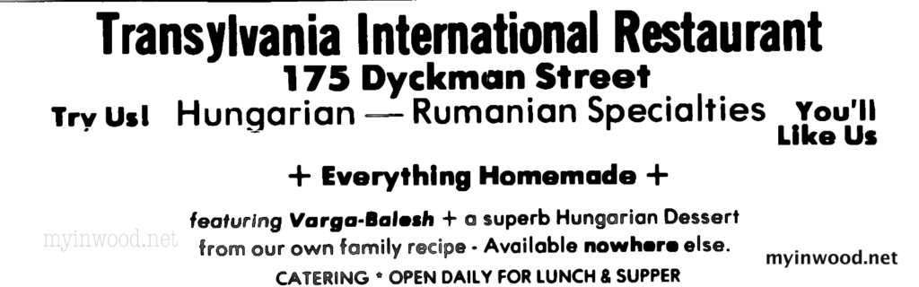 Transylvania International Restaurant, 175 Dyckman Street, Riverdale Press, May 25, 1972