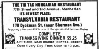 Transylvania Restaurant Riverdale Press, November 23, 1972.