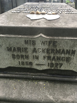 Marie Ackerman grave, Trinity Cemetery. (Source findaagrave.com) 
