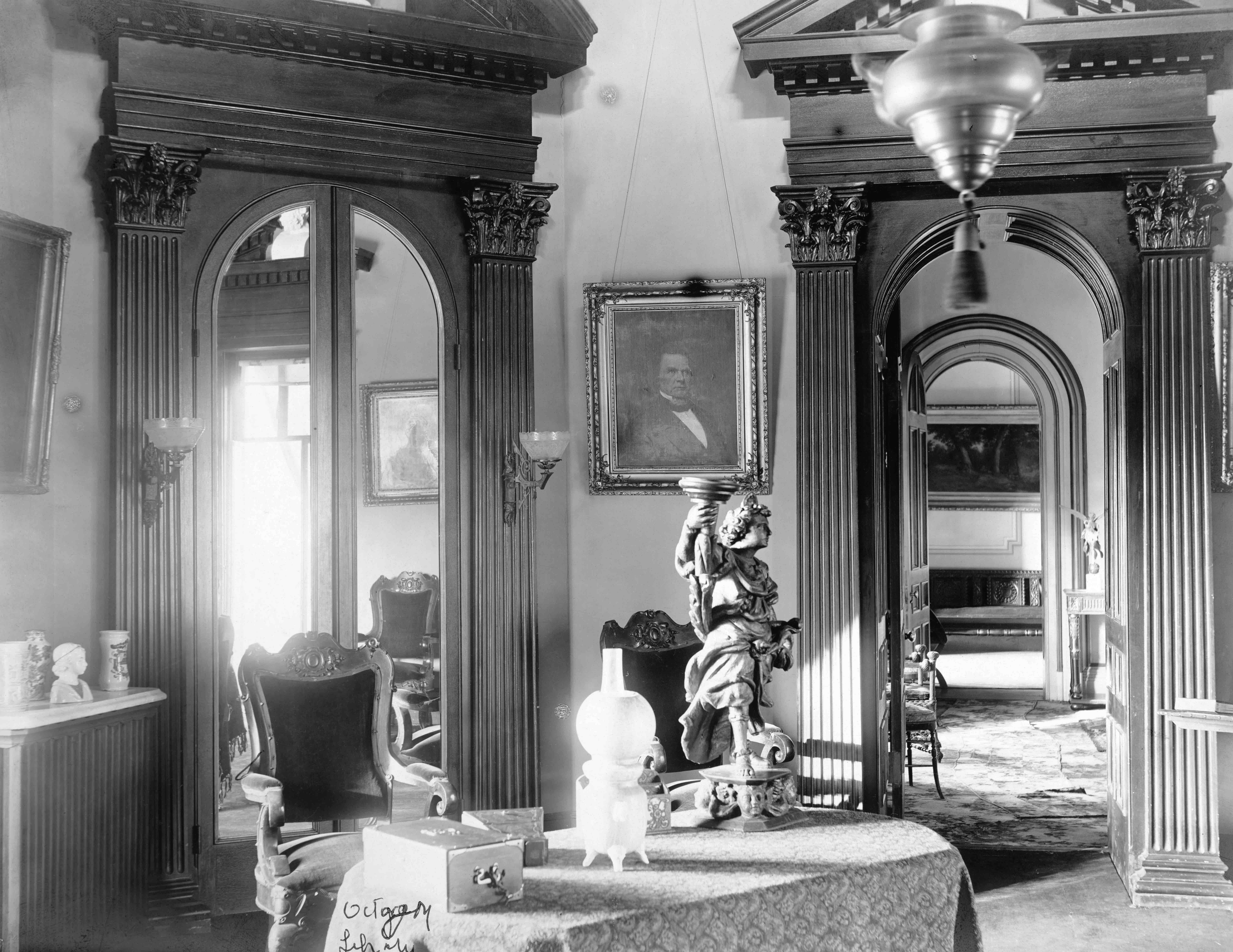 A glimpse inside the Seaman-Drake mansion circa 1890. The Park Terrace Gardens Apartment Coop now occupies the site. Register for the webinar to view other rare photographs.